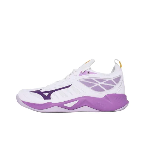 Mizuno Wave Dimension противоскользящие устойчивые к истиранию низкие кроссовки для тренировок женские белые фиолетовые