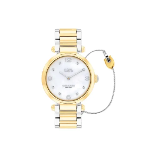 COACH Cary Наручные часы Кварцевый механизм Стальной ремешок 34 мм Жемчужная раковина Циферблат Цвет Женские часы