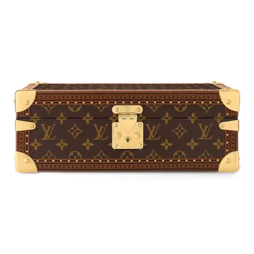 LOUIS VUITTON Кожаная отделка Твердый чехол Хранение Коробка Унисекс Коричневый