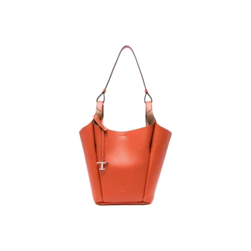 TOD'S Телячья кожа Ведрообразная сумка Сумка Сумка через плечо Женская Апельсин Глина