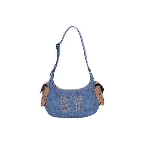 Mlb Base Logo New York Yankees Штучная кожа Плечевая сумка Стандартная Унисекс Индиго и Коричневый