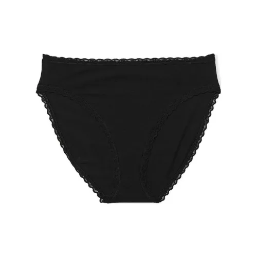 Victoria's Secret The LACIE Кружевная отделка Хлопок Высокая нога Трусики Черное Нижнее белье Женское 1 упаковка Черное