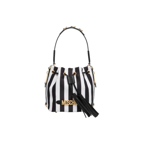 MOSCHINO Хлопок Ведрообразная Сумка Сумка через плечо Сумка для женщин Черный и Белый