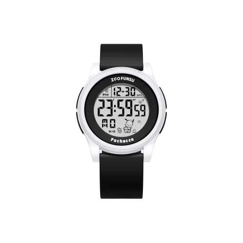 Zgo Sanrio Co Branded Электронный Механизм Силиконовый Ремешок Часы Унисекс Серый Циферблат