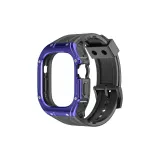 Чёрный с полосой и чёрная пряжка + синее лицо, пластина