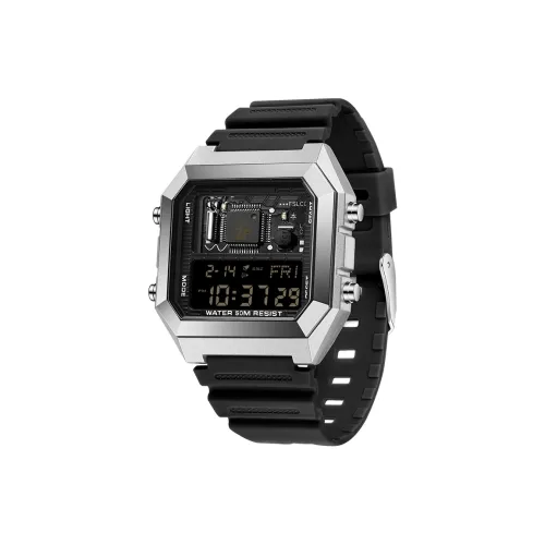 Sanda Electronic Механизм TPU Ремешок Часы Мужские Черный Циферблат