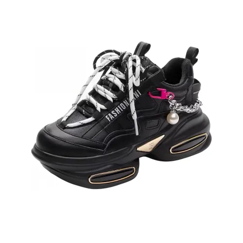 YGK Low Top Черные Женские Толстоподошвенные Кроссовки