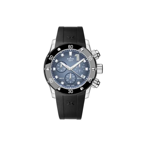 EDOX Кварцевый механизм Женские часы 38 мм Синий циферблат Корпус из нержавеющей стали Резиновый ремешок