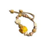 Милый браслет с бусиной в виде кошки - жёлтый