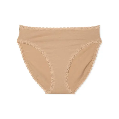 Victoria's Secret The LACIE Кружевная отделка Хлопок Высокая носка Трусики P Нижнее белье Женские 1 упаковка Пралине