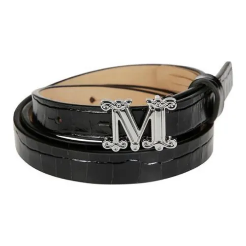 MaxMara Значок Украшение плавная застежка телячья кожа кожа ремни женский черный ширина 3,5 см