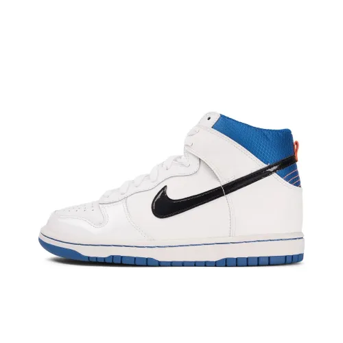 Nike Dunk Slip Resistant Abrasion Resistant High Top Детские Скейтбординги Белый Синий Подростки