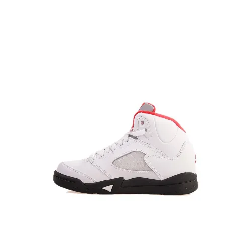 Jordan Air Джордан 5 Устойчивый к истиранию Противоскользящий Высокий Топ Детские Баскетбольные Кроссовки Белый Детский