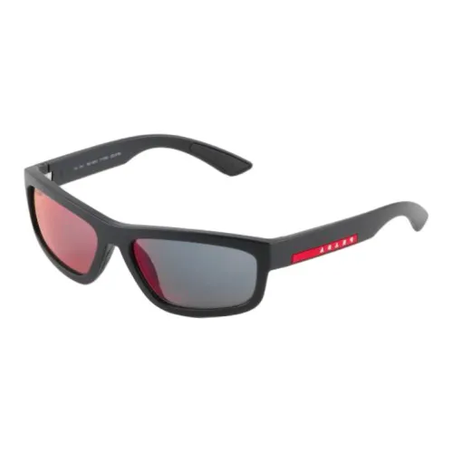 PRADA Nylon Rectangular Sunglasses Men's Rubber Black