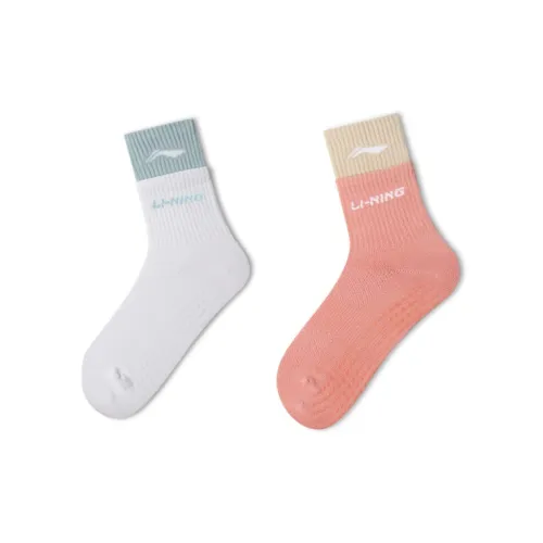 LINING Белый+Розовый 2 шт Женские MID Носки до икры