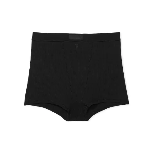 Victoria's Secret Хлопок Логотип Кружево Высокая Талия Бойшорт Пантика Черное Нижнее белье Женское 1 Пачка Черное