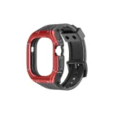 Чёрный с полосой и чёрная пряжка + красный чехол для лица