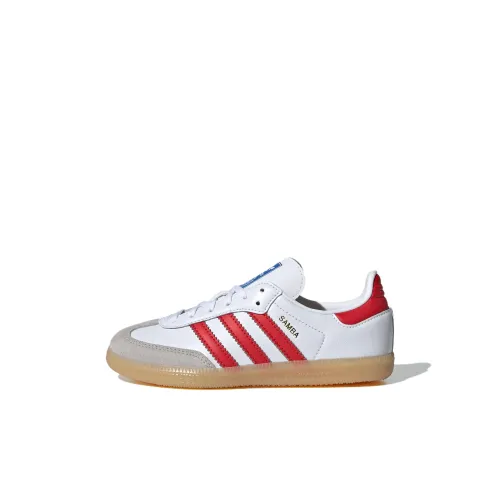 Adidas Originals SAMBA OG Устойчивый к истиранию Низкий Топ Детские Скейтбординг Белый Красный Детский