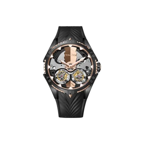 Павлин National Tourbillon Collection Механический механизм Резиновый ремешок Часы Мужские Часы с открытым механизмом