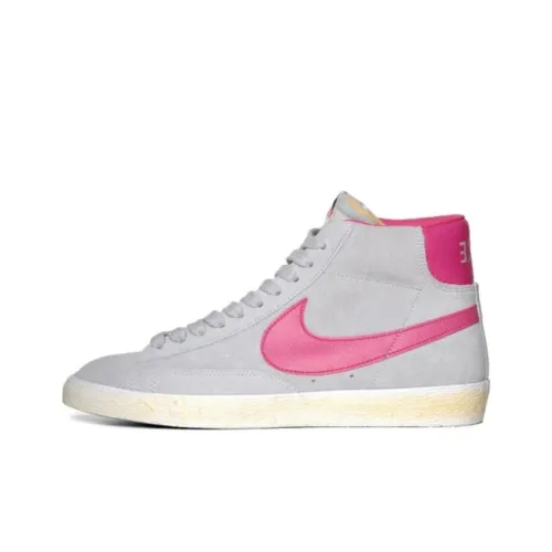 Nike Blazer High Slip-Resistant Abrasion-Resistant MID Топ Скейтборд Кроссовки Мужские Серый Розовый