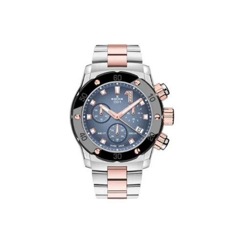 EDOX Co 1 Collection Кварцевый механизм Женские часы 38 мм Синий циферблат Стальной корпус Часы Стальной ремешок