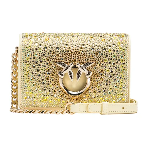 PINKO Love BagClick Collection Сумка через плечо из коровьей кожи Мини Женская Желтая