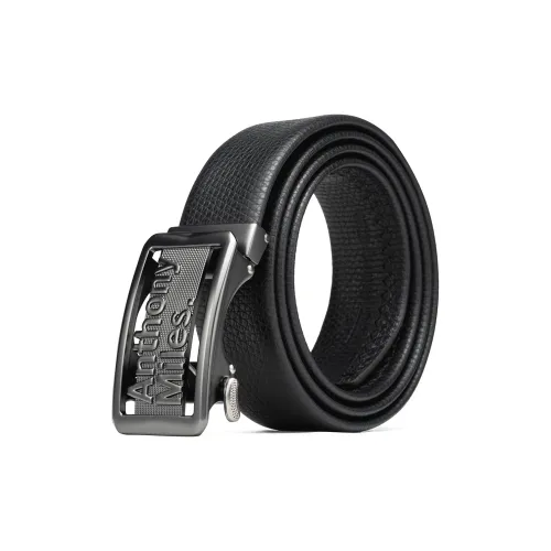 Anthony Miles Ремни из крупнозернистой текстуры коровьей кожи мужской черный 3,5 см