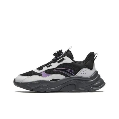 Antakids Slip-resistant Abrasion-resistant Low Top Kids Lifestyle Shoes Black Gray Антакидс Слип-резистентный Аbrasion-resistant Низкий Топ Детские Lifestyle Обувь Черный Серый