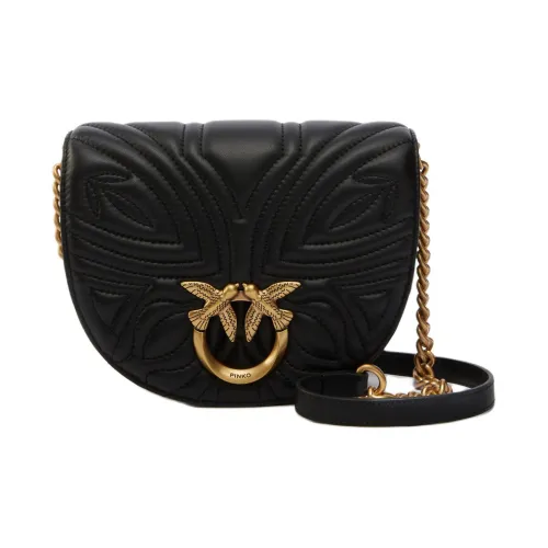 PINKO Love Bag Козья кожа Седло Сумка Сумка через плечо Мини Женская Черная