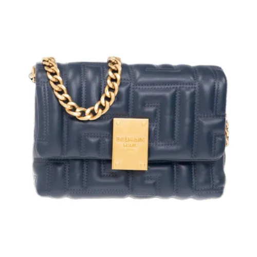 BALMAIN 1945 Lambskin Crossbody Bag Shoulder Bag Mini Women's Navy Blue