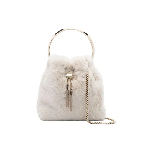 Jimmy Choo Artificial Fur One Shoulder Bag Women's Ecru Gold Джимми Чу Искусственный мех Одно плечо Сумка Женская Экрю и Золото