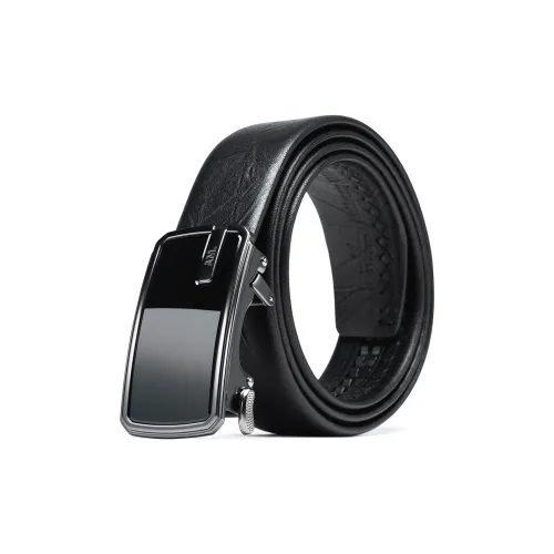 Anthony Miles Цинковый сплав First Layer OF Воловья кожа Кожаные ремни Мужской Черный 3,5cn