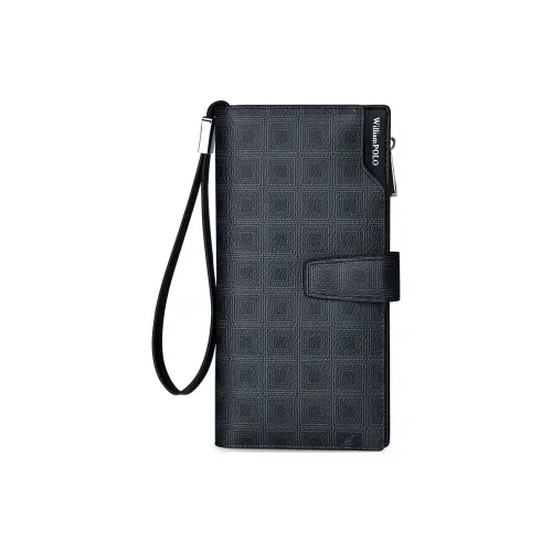 WilliamPOLO PVC Кошелек Мужской Черный Клетка Узор