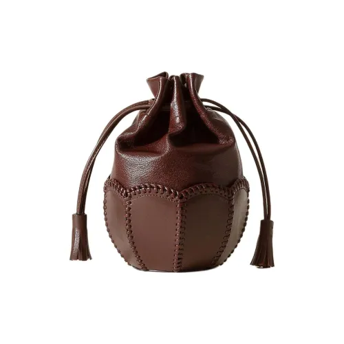 Hereu Lambskin и Calfskin Ведрообразная Сумка Сумка через плечо Женская Умбра