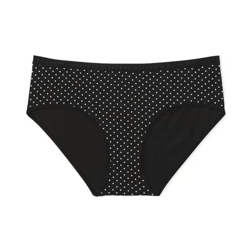 Victoria's Secret Эластичный хлопок Hiphugger Panty Черный Dots Нижнее белье Женские 1 упаковка Черный Гороховый узор