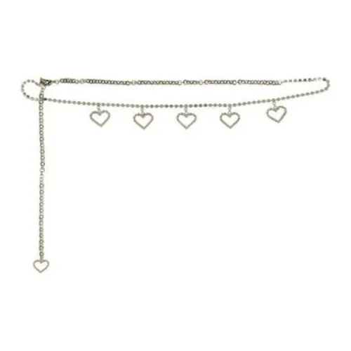 Alessandra Rich Сердце-образная подвеска кристальная с цепочкой для талии женский серебряный