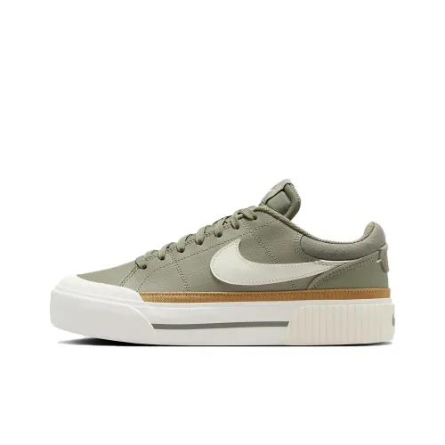Nike Court Legacy Slip Resistant Abrasion Resistant Low Top Скейтборд Кроссовки Женские Светлый Армейский Зеленый