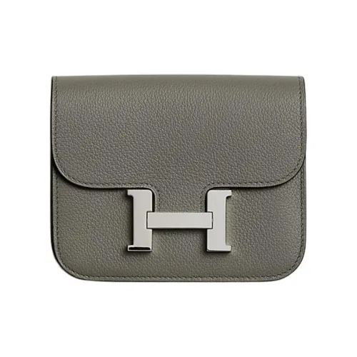 HERMES Constance Slim Evercolor Телячья кожа Мелочь Кошелек Кошелек Женские 0L Grismeyer Дождевой облачный серый цвет