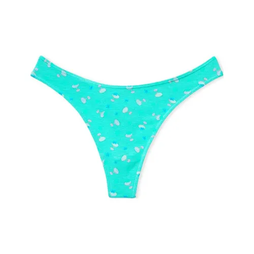 Victoria's Secret Эластичный хлопок Высокая нога Scoop Стринг Пантика Синий Коктейль Нижнее белье Женское 1 упаковка Синий