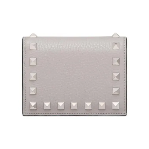 Valentino Rockstud Телячья кожа с текстурой Кошелек Маленький Женский Серый