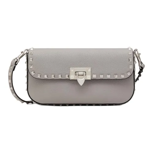 Valentino Rockstud Крупнозернистая текстура Телячья кожа Сумка через плечо Сумка на плечо Женская Серый