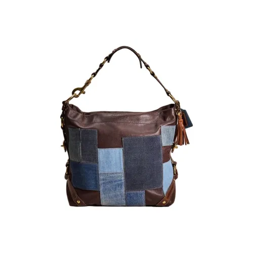 COACH Carly Напп Кожа Сумка Большая Унисекс Коричневый