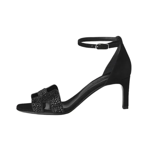 HERMES Joy One Sandals Strap 7cm Women's Black