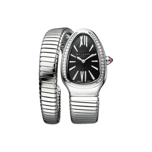 BVLGARI SERPENTI TUBOGAS Collection Женские часы Кварцевый механизм Ремешок из нержавеющей стали 35 мм Черный циферблат