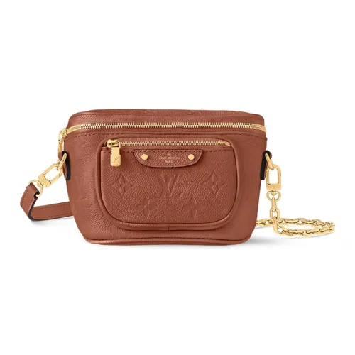 LOUIS VUITTON Bumbag Мягкий Коровья Кожа Крупнозернистая Текстура Бананка Мини Женский Коричневый