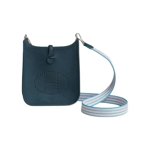 HERMES Evelyne Clemence Bullock Кожа Сумка через плечо Женская Темно-синий Светло-синий Светло-розовый