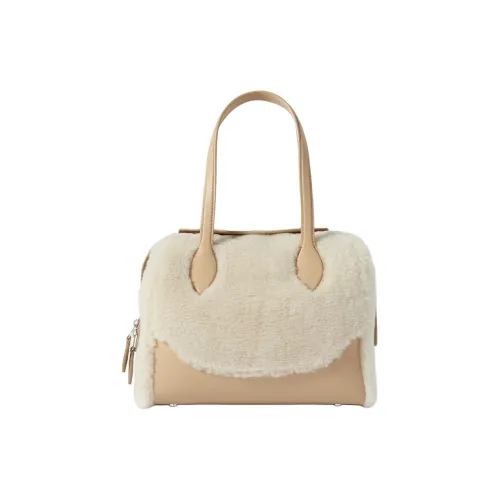 Loro Piana Телячья кожа с кожаными вставками And Кашемир Сумка на плечо Стандартная Женская Айвори