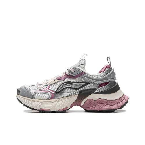 LINING Звезда Амортизация Устойчивость к истиранию Дышащий Низкий Верх Кроссовки для бега Женские Серебряный Белый Фиолетовый