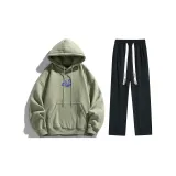 Комплект одежды (Свитшот мохового зеленого цвета + черные штаны)