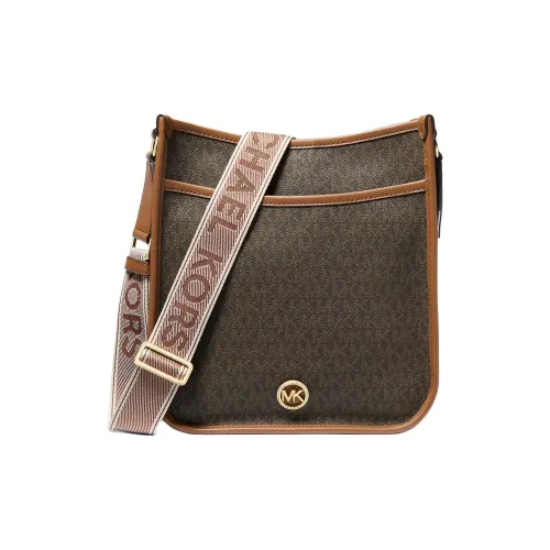 MICHAEL KORS Покрытый холст Сумка через плечо Большая Женская Темно-коричневый Кожа Коричневый